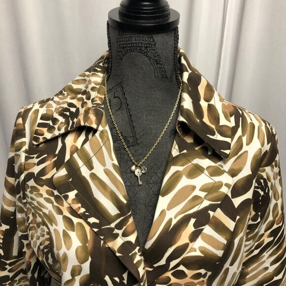 Rafaella Blazer Womens Size Large Brown Animal Print Lined Pockets Jacket - Picture 2 of 6